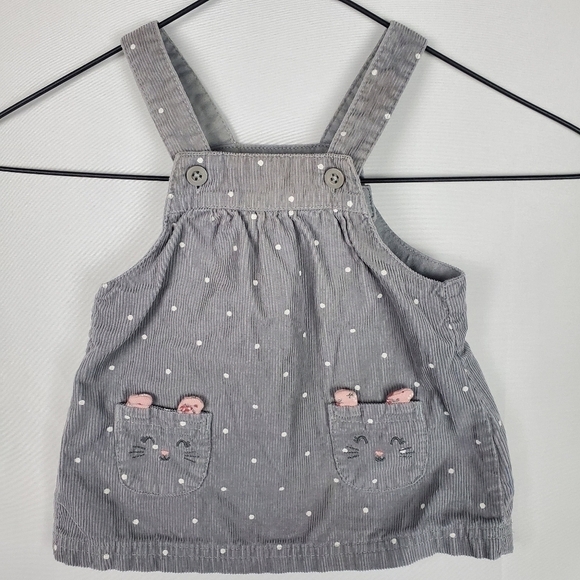 Infant Girls CARTER'S Sleeveless Bunny Polka Dot 100% Cotton Dress - 6 Months - Picture 1 of 4